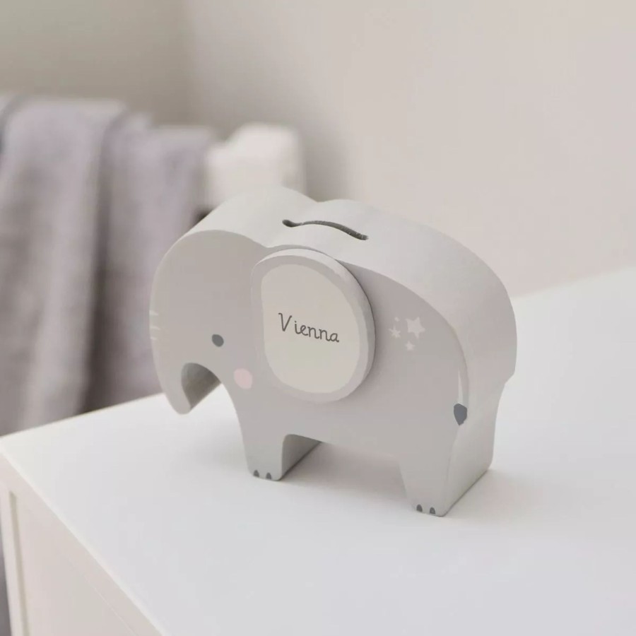 Furniture My 1st Years Room Accessories | Personalised Wooden Elephant Money Box