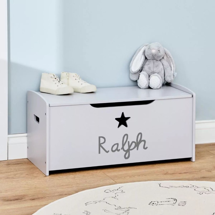 Furniture My 1st Years Toy Chests & Benches | Personalised Large Grey Star Design Toy Box