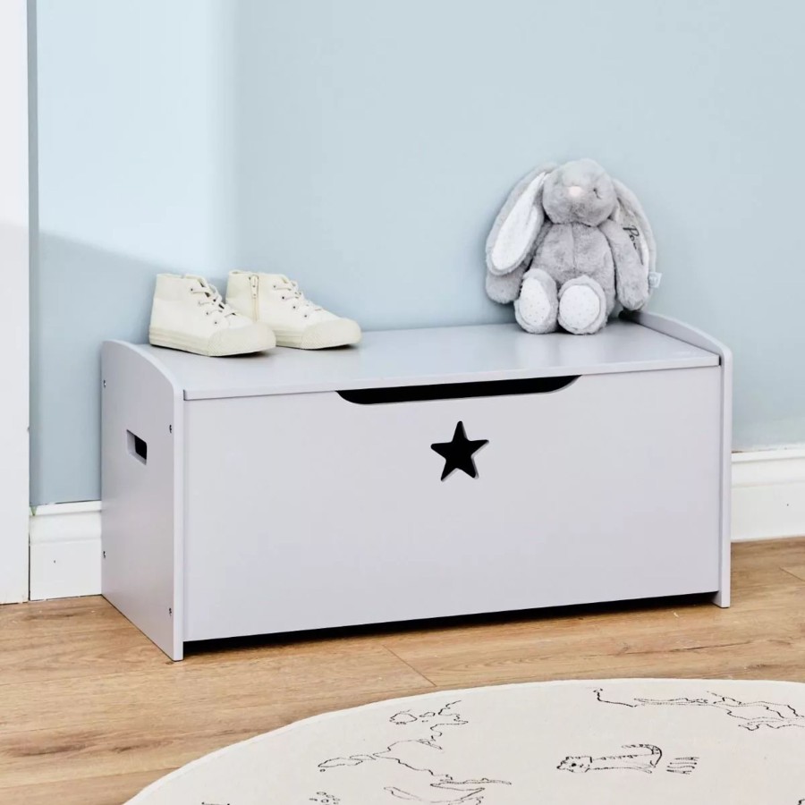 Furniture My 1st Years Toy Chests & Benches | Personalised Large Grey Star Design Toy Box