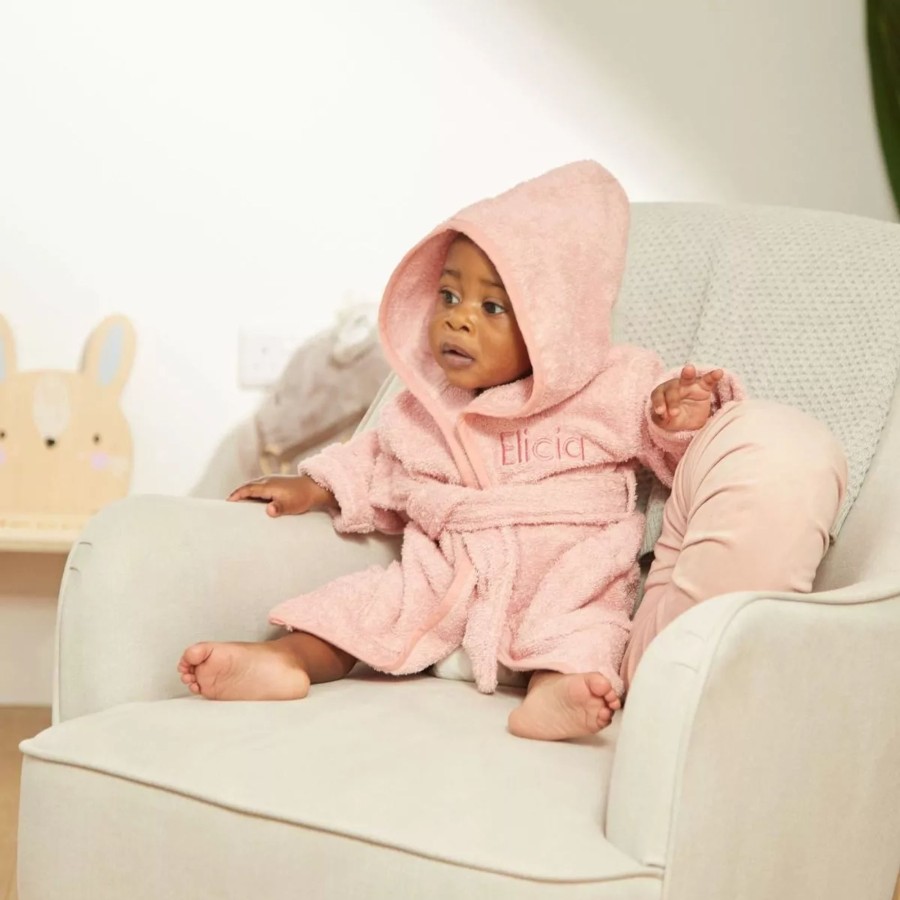 Kids (2-7Yrs) My 1st Years Kids Dressing Gowns | Personalised Pink Hooded Towelling Robe