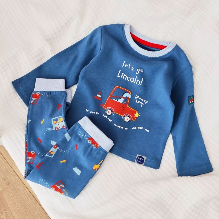 Kids (2-7Yrs) My 1st Years Kids Pyjamas | Personalised Blue Let'S Go Jersey Pyjamas