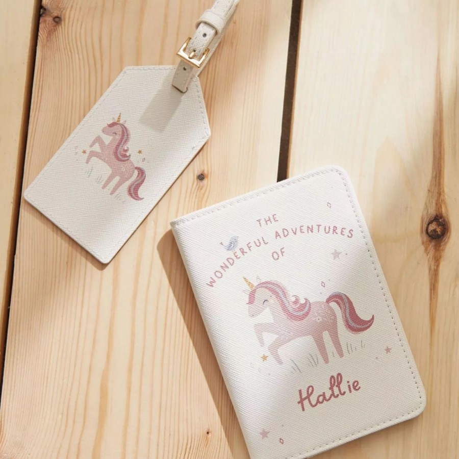 Gifts My 1st Years Gifts For Grown Ups | Personalised Unicorn Baby Passport Holder & Luggage Tag Set