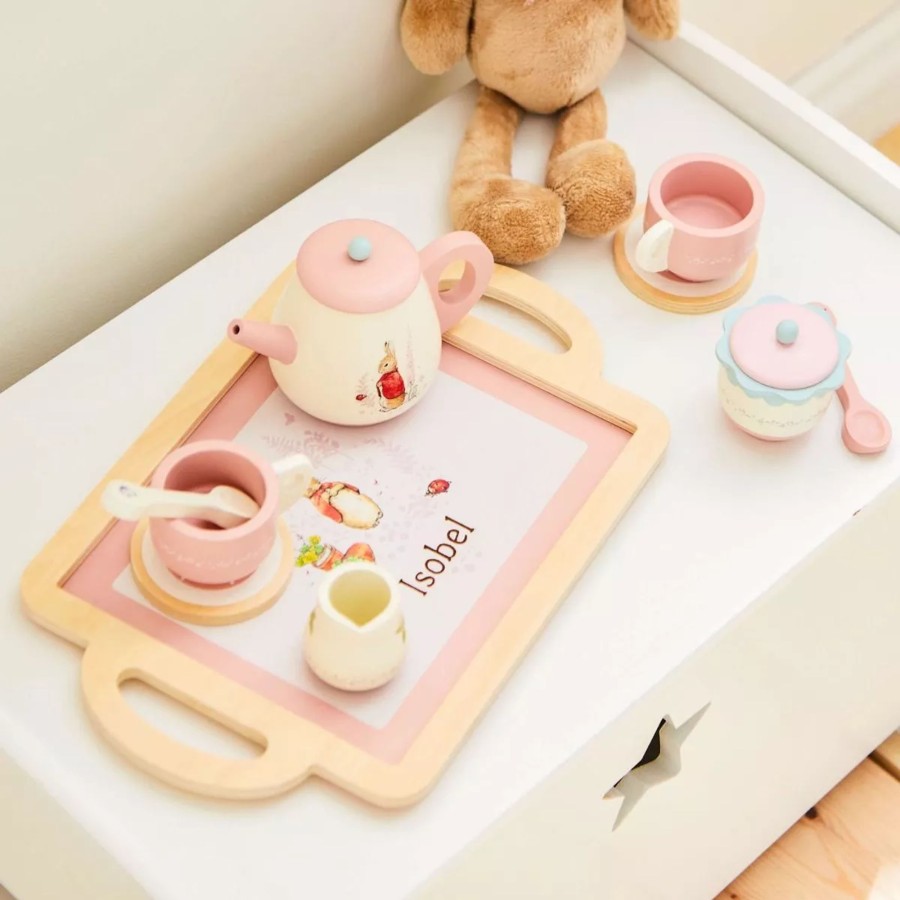 Toys & Books Peter Rabbit Role Play/Imaginative Play | Personalised Flopsy Bunny Wooden Tea Set