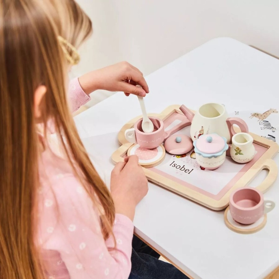 Toys & Books Peter Rabbit Role Play/Imaginative Play | Personalised Flopsy Bunny Wooden Tea Set