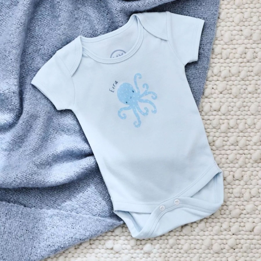 Baby (0-24 Mos) My 1st Years All Baby Clothing | Personalised Blue Octopus Bodysuit