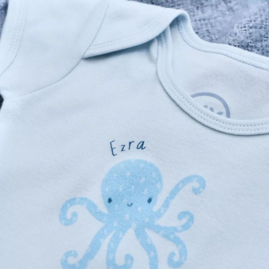 Baby (0-24 Mos) My 1st Years All Baby Clothing | Personalised Blue Octopus Bodysuit