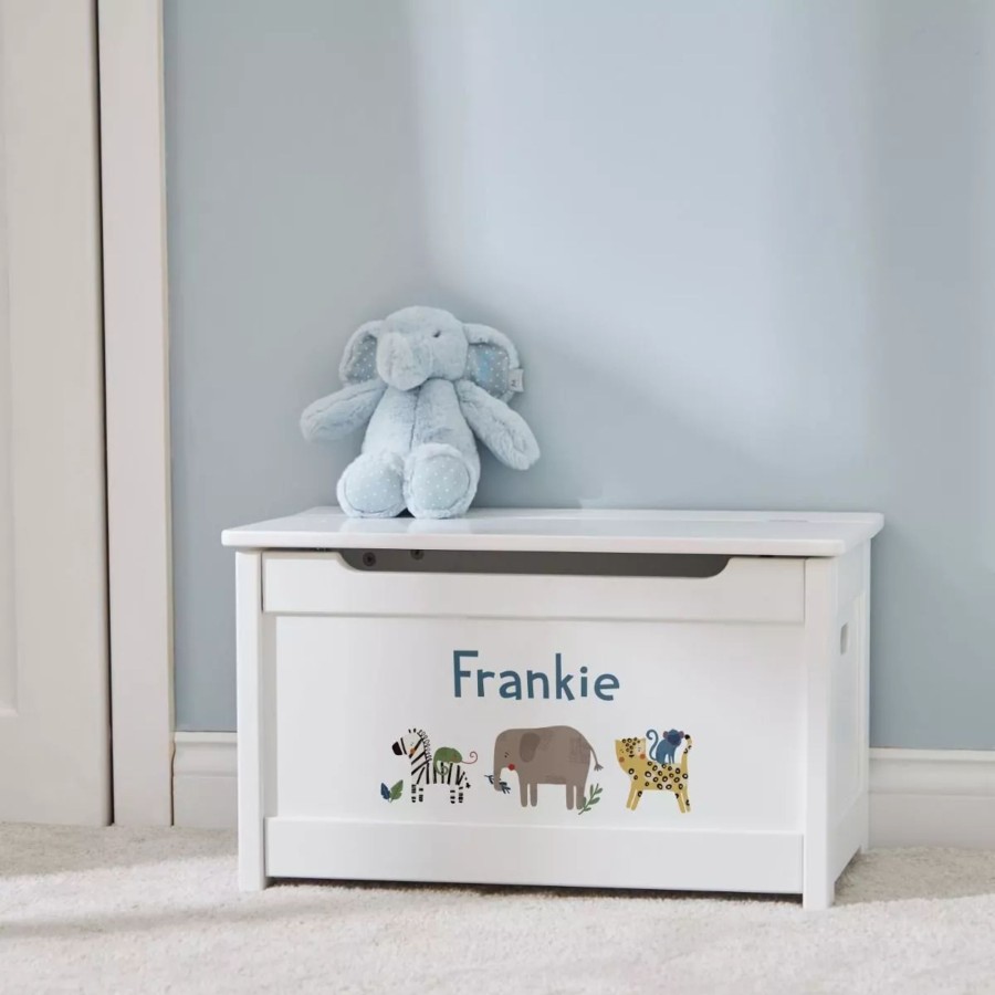 Furniture My 1st Years Toy Chests & Benches | Personalised Safari Animal Design White Toy Box