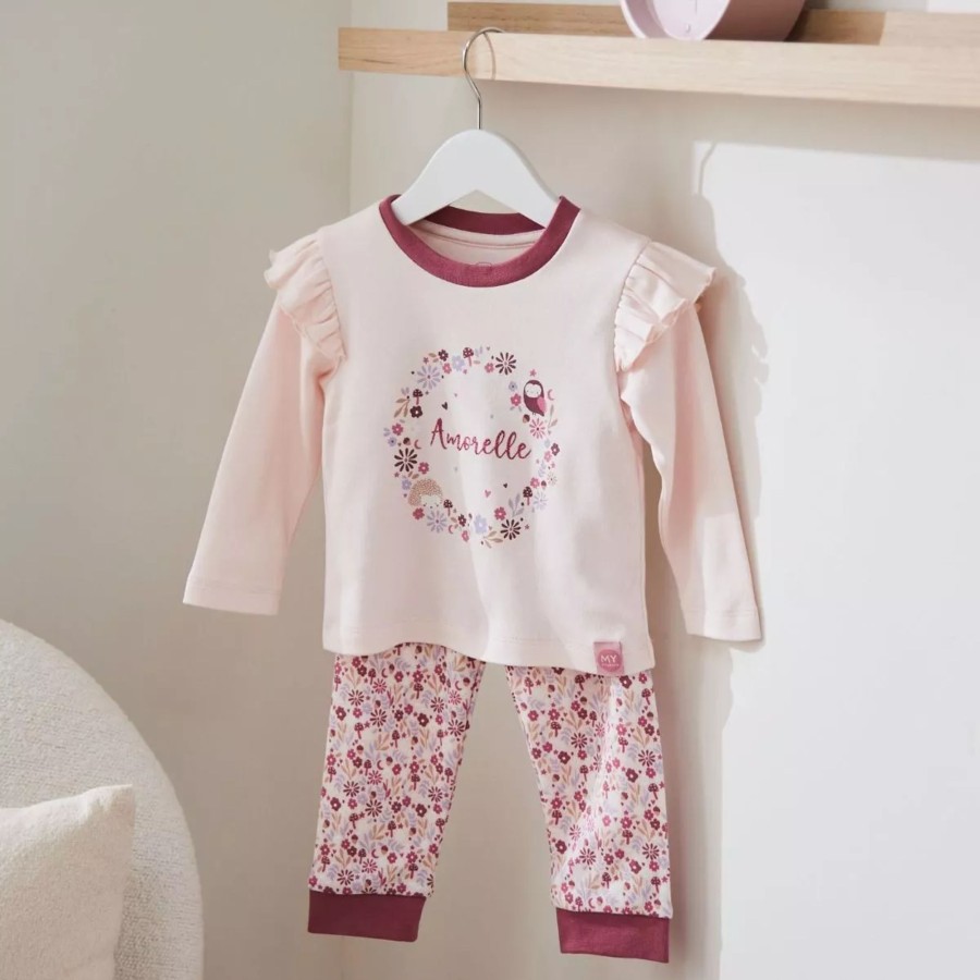 Furniture My 1st Years Bedtime Accessories | Personalised Pink Floral Frill Pyjama Set