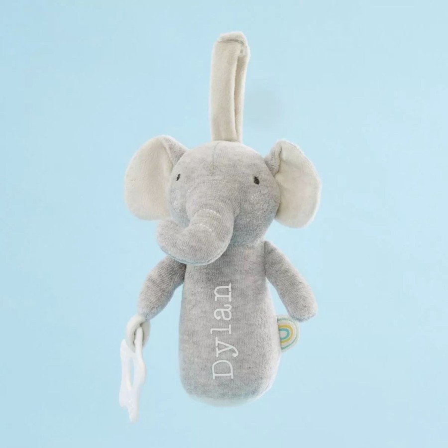 Toys & Books My 1st Years Sensory Toys | Personalised Plush Little Elephant Activity Rattle Toy