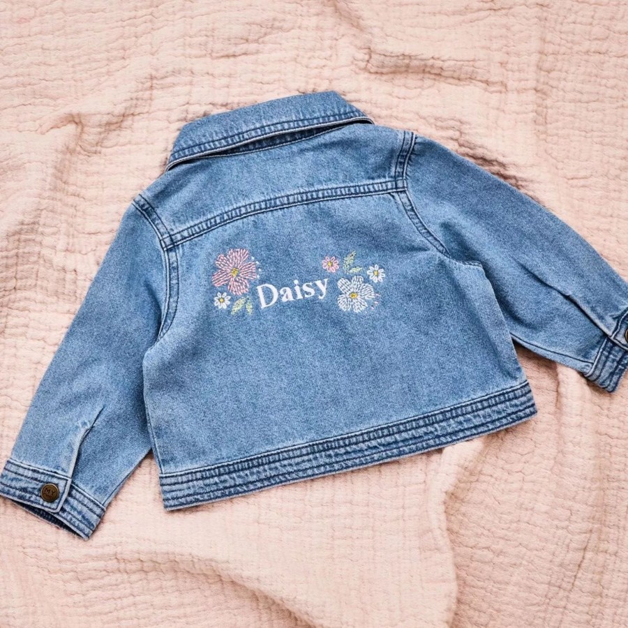 Baby (0-24 Mos) My 1st Years Baby Outerwear | Personalised Floral Design Children'S Denim Jacket