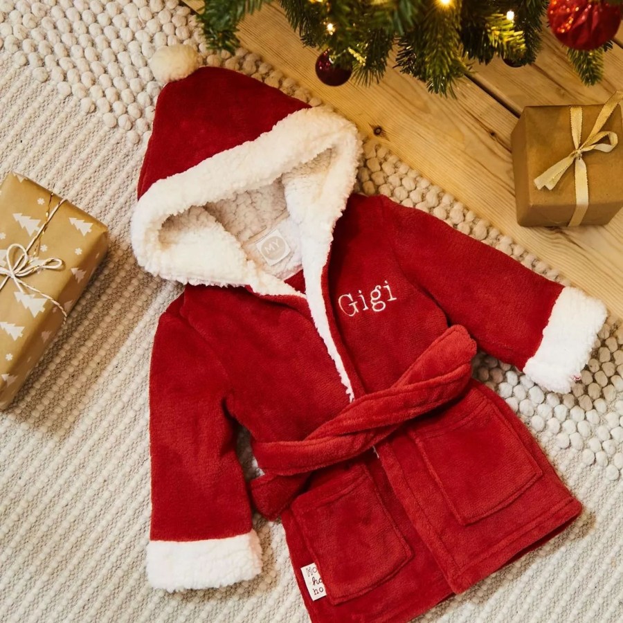 Kids (2-7Yrs) My 1st Years Kids Dressing Gowns | Personalised Red Santa Christmas Dressing Gown