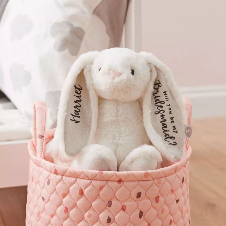 Toys & Books My 1st Years Cuddly Toys | Personalised Will You Be My Bridesmaid White Bunny Soft Toy