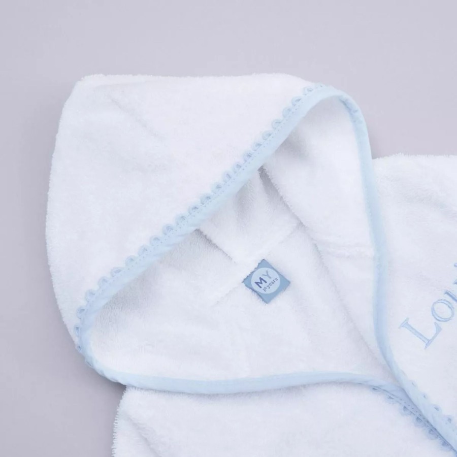 Kids (2-7Yrs) My 1st Years Kids Towels | Personalised Blue Picot Trim Dressing Gown