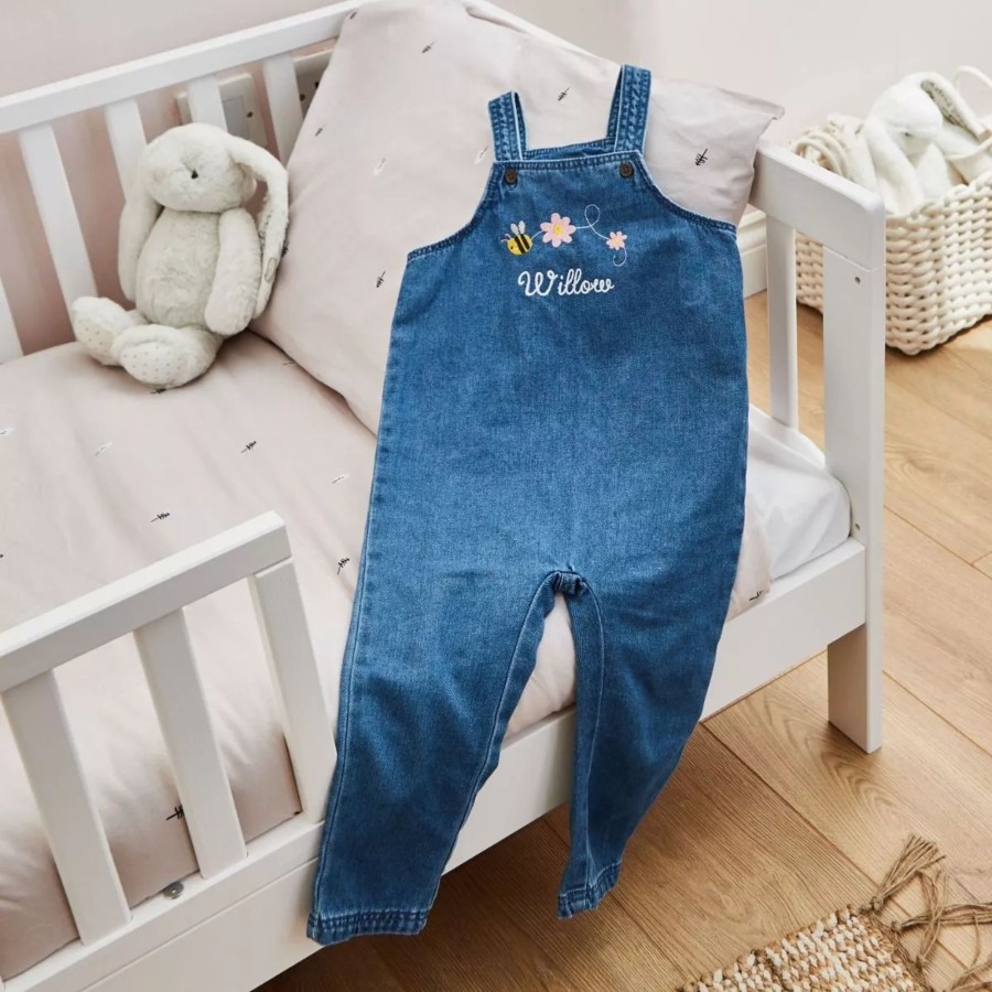 Kids (2-7Yrs) My 1st Years Kids Outfits | Personalised Bumblebee Denim Dungarees