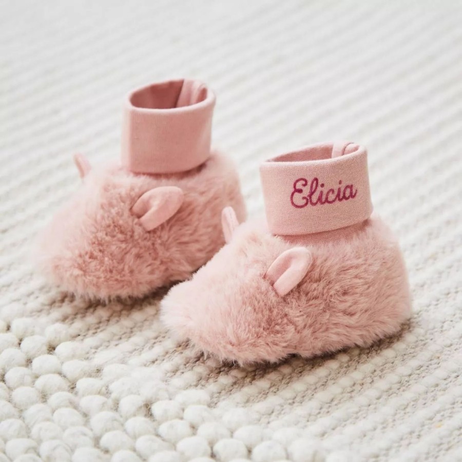 Baby (0-24 Mos) My 1st Years Baby Slippers & Booties | Personalised Pastel Pink Sock-Top Booties