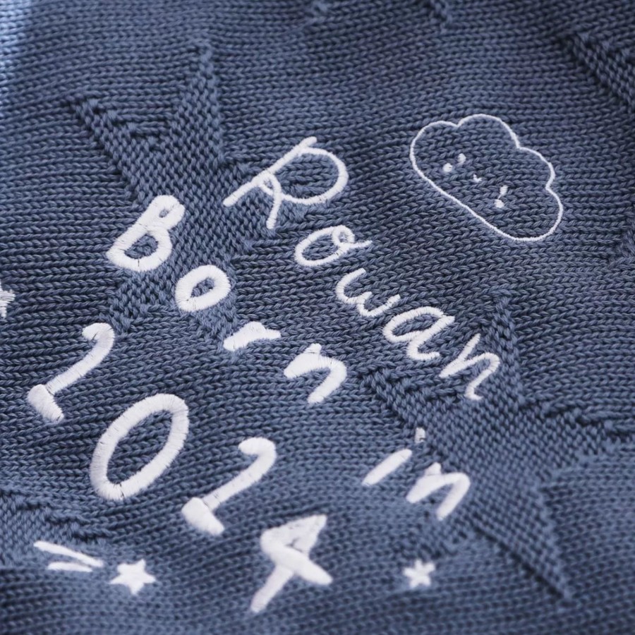 Baby (0-24 Mos) My 1st Years Swaddle Blankets | Personalised Born In 2024 Blue Star Jacquard Blanket