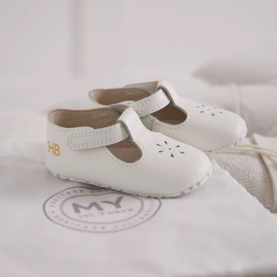 Baby (0-24 Mos) My 1st Years Baby Shoes | Personalised Ivory Leather Pram Shoes