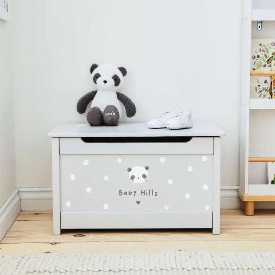 Furniture My 1st Years Toy Chests & Benches | Personalised Panda Grey Toy Box