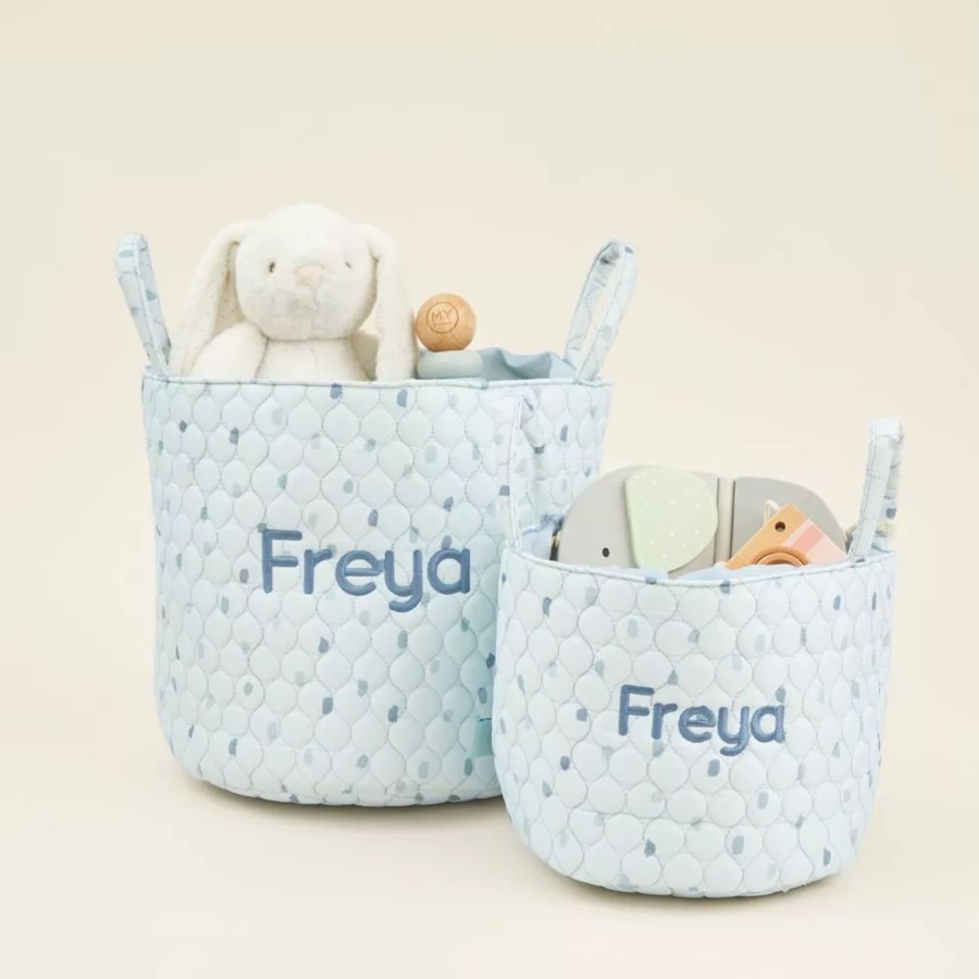 Toys & Books My 1st Years Soft Storage Bags | Personalised Blue Polka Dot Storage Bag Set