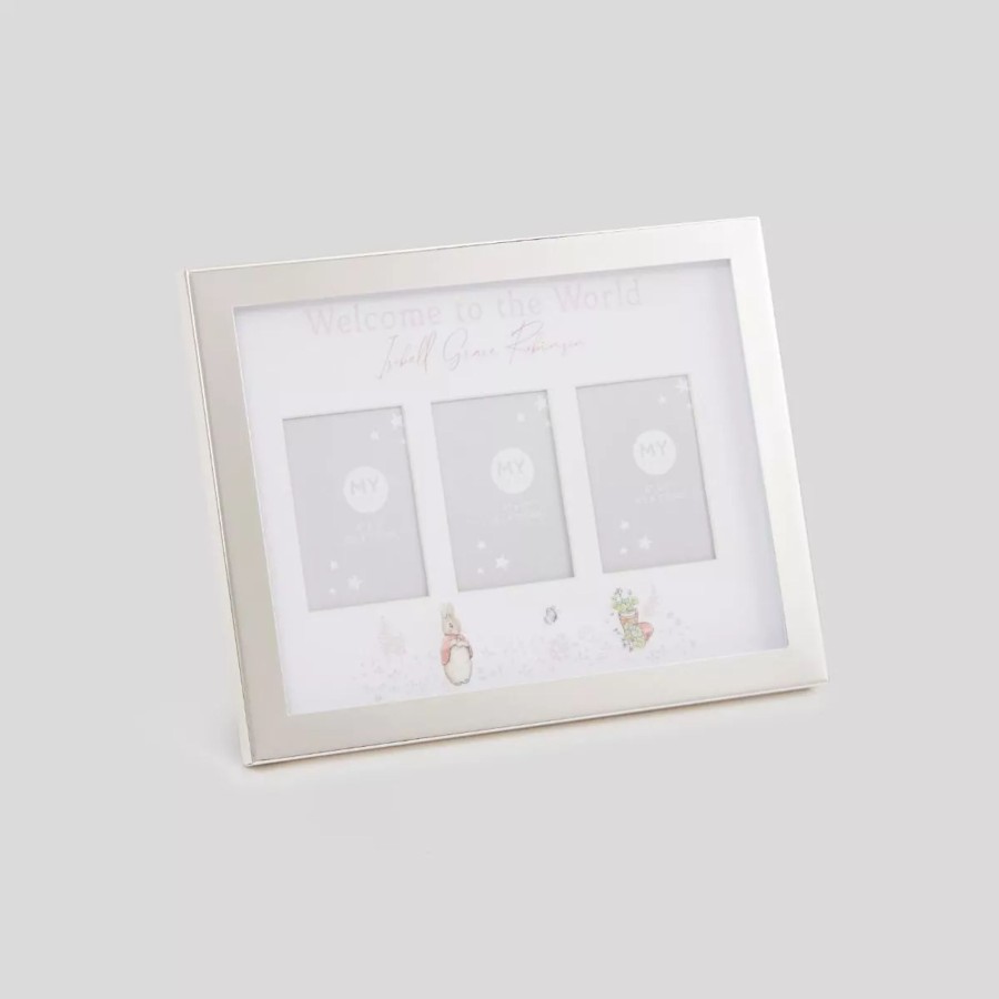 Furniture Peter Rabbit Photo Frames & Keepsakes | Personalised Flopsy Bunny Welcome To The World Silver Photo Frame