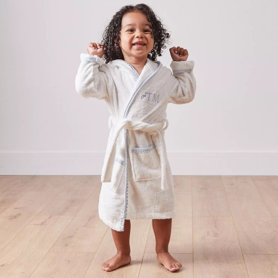 Kids (2-7Yrs) My 1st Years Kids Dressing Gowns | Personalised Heritage Blue Picot Trim Dressing Gown