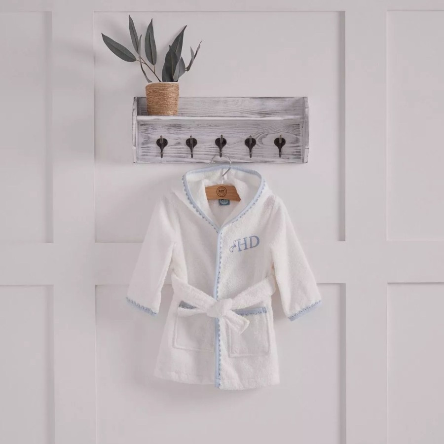 Kids (2-7Yrs) My 1st Years Kids Dressing Gowns | Personalised Heritage Blue Picot Trim Dressing Gown