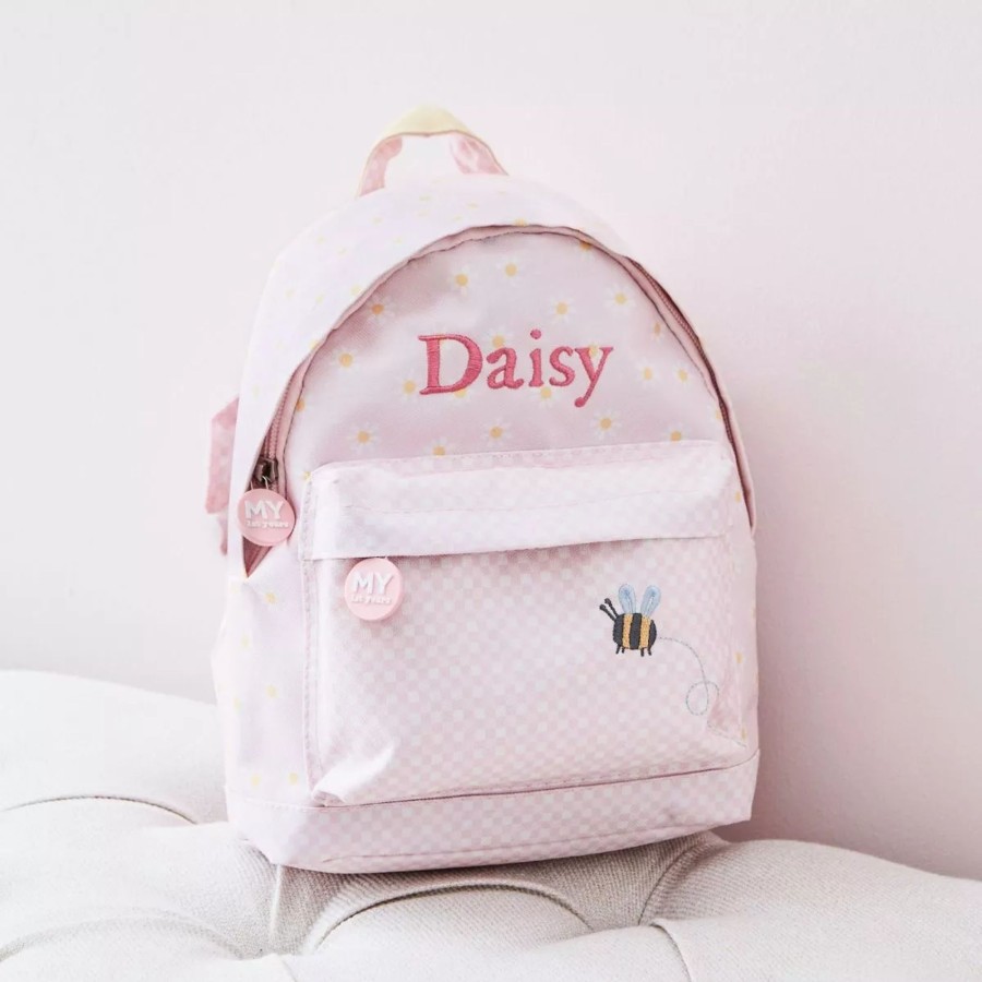 Kids (2-7Yrs) My 1st Years Kids Backpacks | Personalised Gingham Floral Mini Backpack