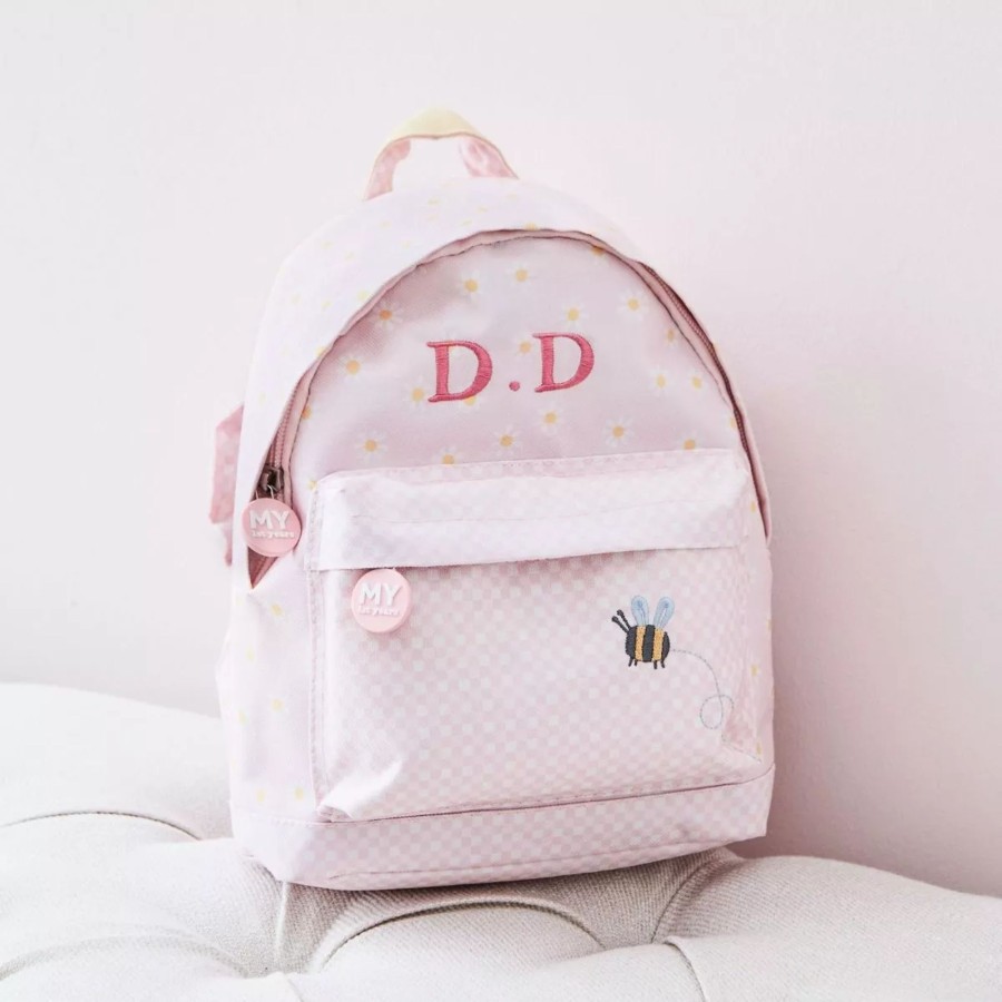 Kids (2-7Yrs) My 1st Years Kids Backpacks | Personalised Gingham Floral Mini Backpack