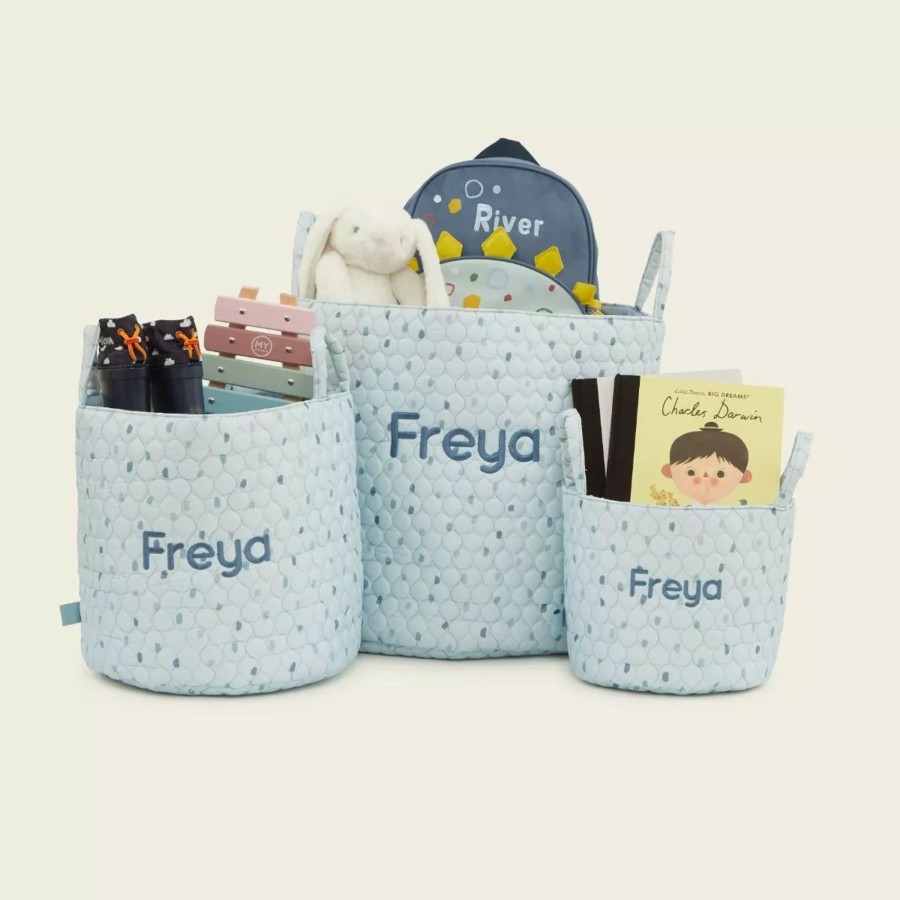 Toys & Books My 1st Years Soft Storage Bags | Personalised Blue Polka Dot Storage Bag Set (3 Pack)