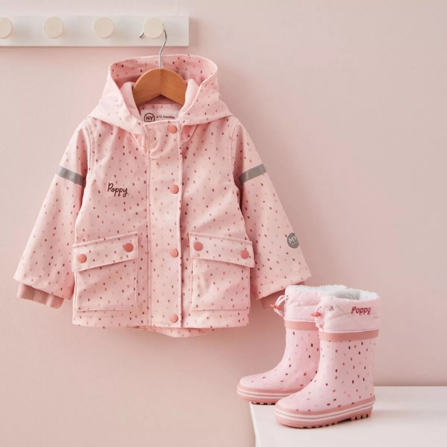 Kids (2-7Yrs) My 1st Years Kids Welly Boots | Personalised Pink Spot Rainy Day Set