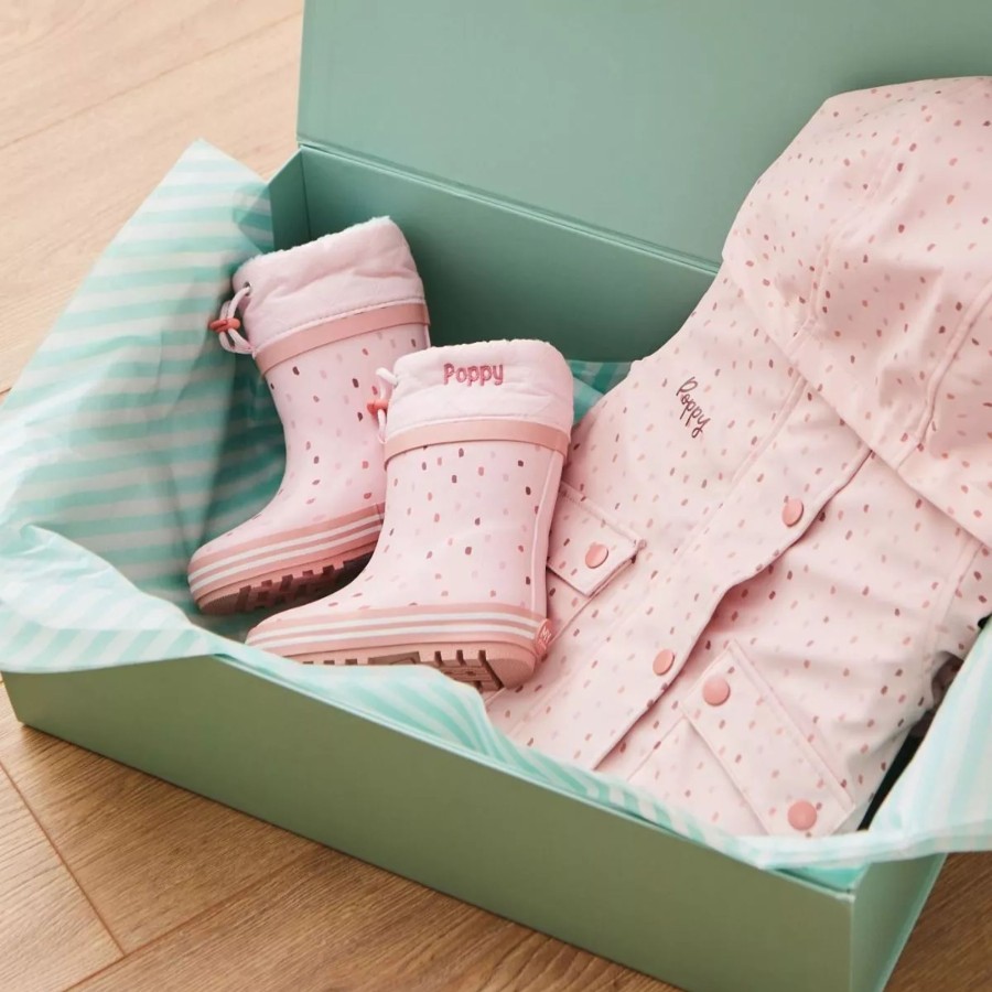 Kids (2-7Yrs) My 1st Years Kids Welly Boots | Personalised Pink Spot Rainy Day Set