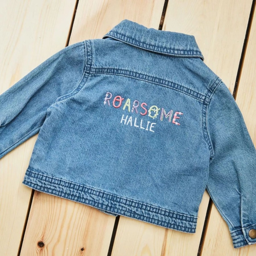 Kids (2-7Yrs) My 1st Years Kids Denim Collection | Personalised Girls Roarsome Denim Jacket