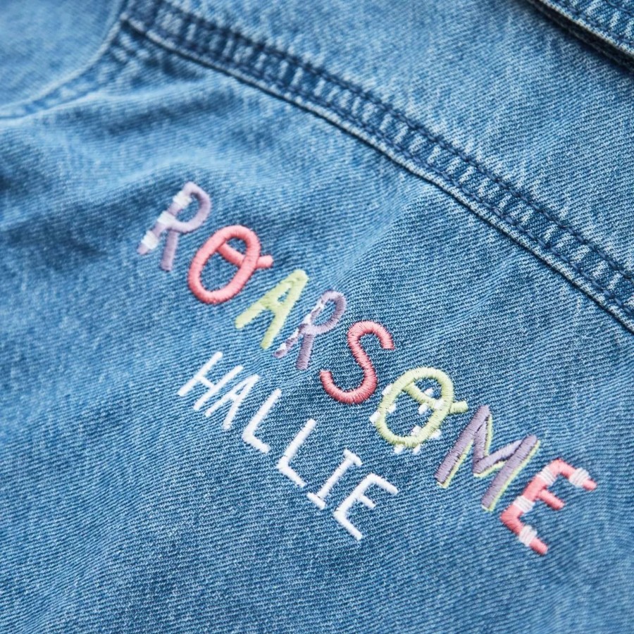 Kids (2-7Yrs) My 1st Years Kids Denim Collection | Personalised Girls Roarsome Denim Jacket