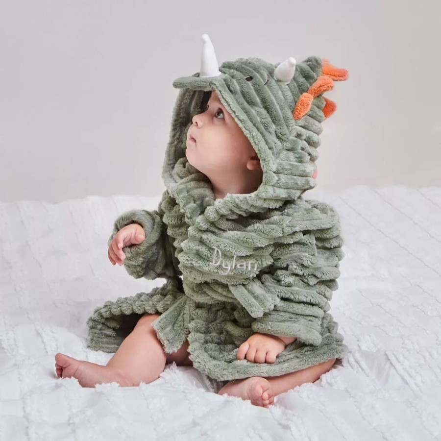 Baby (0-24 Mos) My 1st Years Baby Dressing Gowns | Personalised Dinosaur Ribbed Dressing Gown