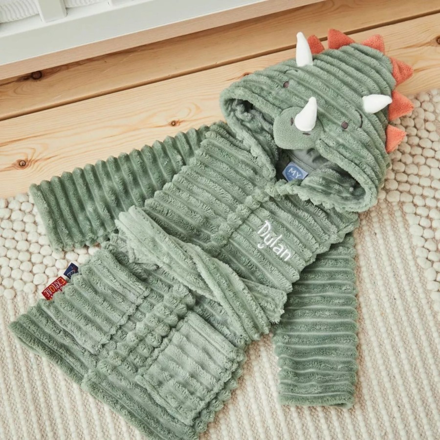 Baby (0-24 Mos) My 1st Years Baby Dressing Gowns | Personalised Dinosaur Ribbed Dressing Gown