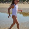 Kids (2-7Yrs) My 1st Years Kids Swim & Beach | Personalised Pink Striped Swimming Costume