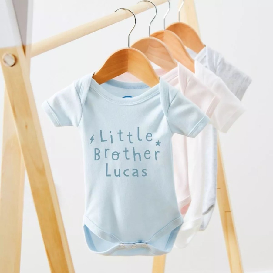 Baby (0-24 Mos) My 1st Years Baby Bodysuits & Vests | Personalised Blue Little Brother Bodysuit