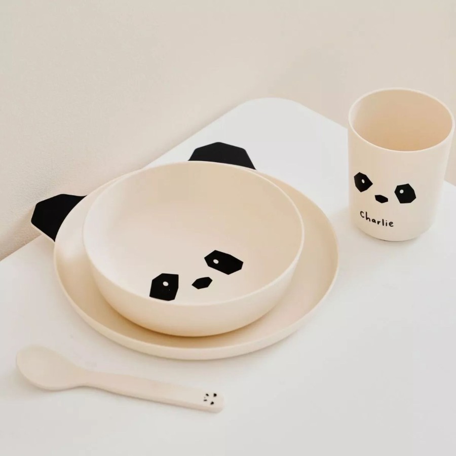 Kids (2-7Yrs) My 1st Years Kids Lunchbags | Personalised Panda 4 Piece Dinner Set