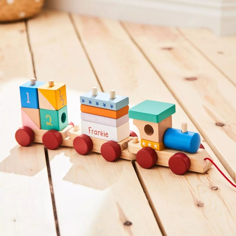 Toys & Books My 1st Years Montessori | Personalised Primary Colour Wooden Pull-Along Train