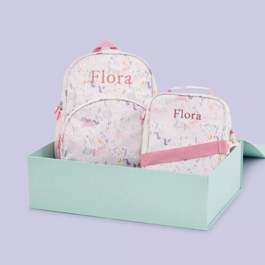 Kids (2-7Yrs) My 1st Years Kids Lunchbags | Personalised Pink Magical Unicorn Medium Backpack And Lunchbox