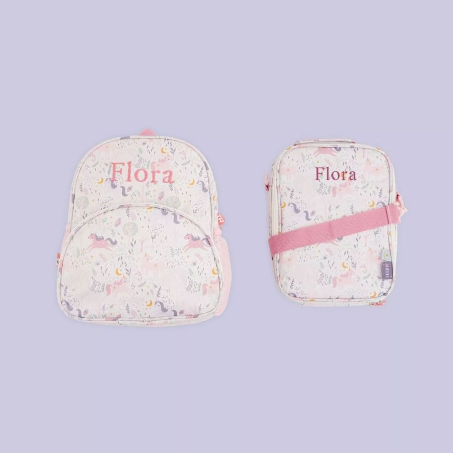 Kids (2-7Yrs) My 1st Years Kids Lunchbags | Personalised Pink Magical Unicorn Medium Backpack And Lunchbox