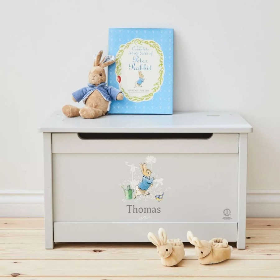 Furniture My 1st Years Toy Chests & Benches | Personalised Peter Rabbit Grey Toy Box