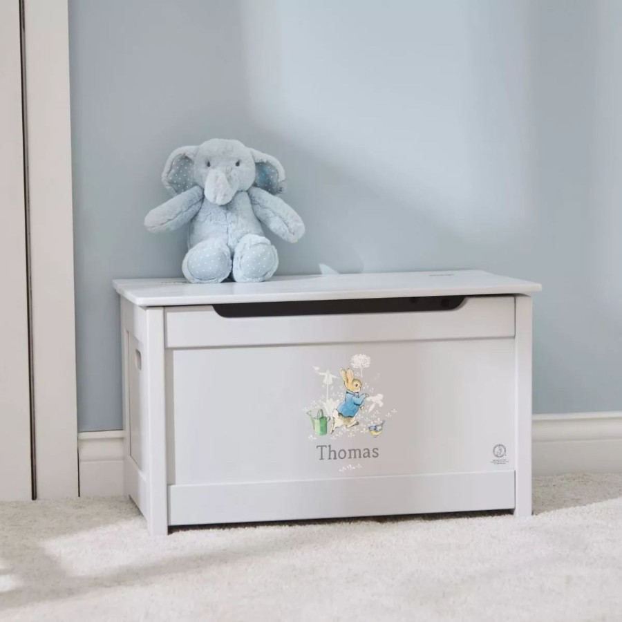 Furniture My 1st Years Toy Chests & Benches | Personalised Peter Rabbit Grey Toy Box