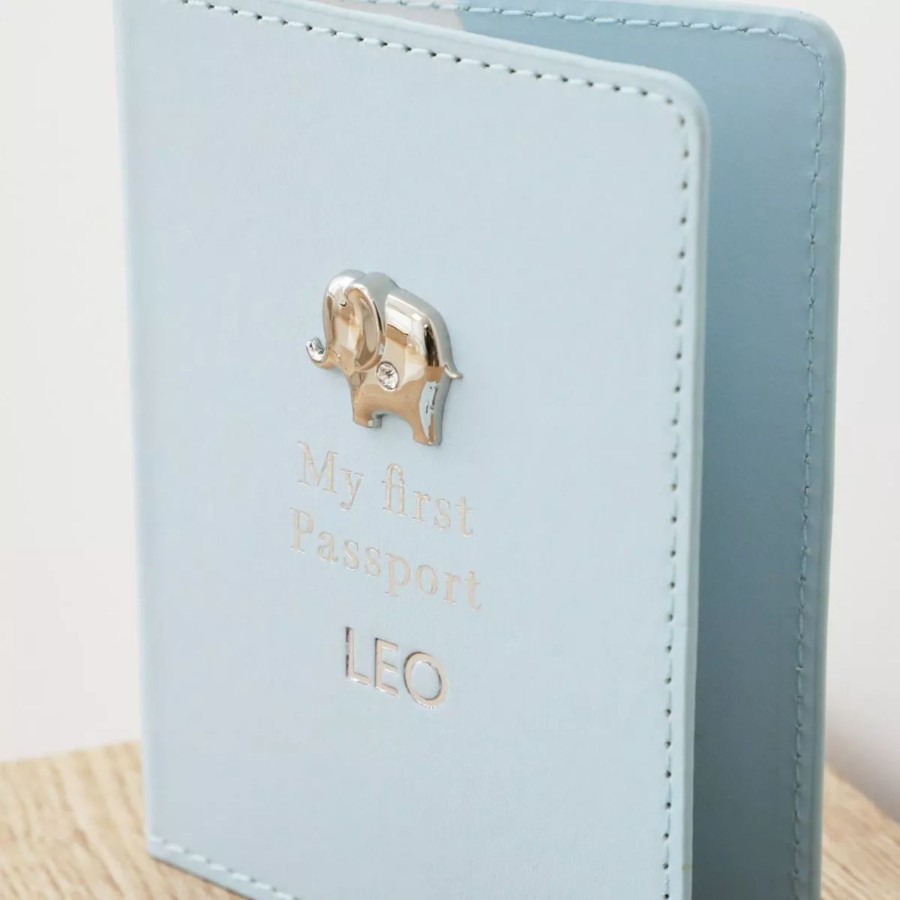 Gifts My 1st Years Gifts For Grown Ups | Personalised Blue Baby Passport Holder & Luggage Tag Set