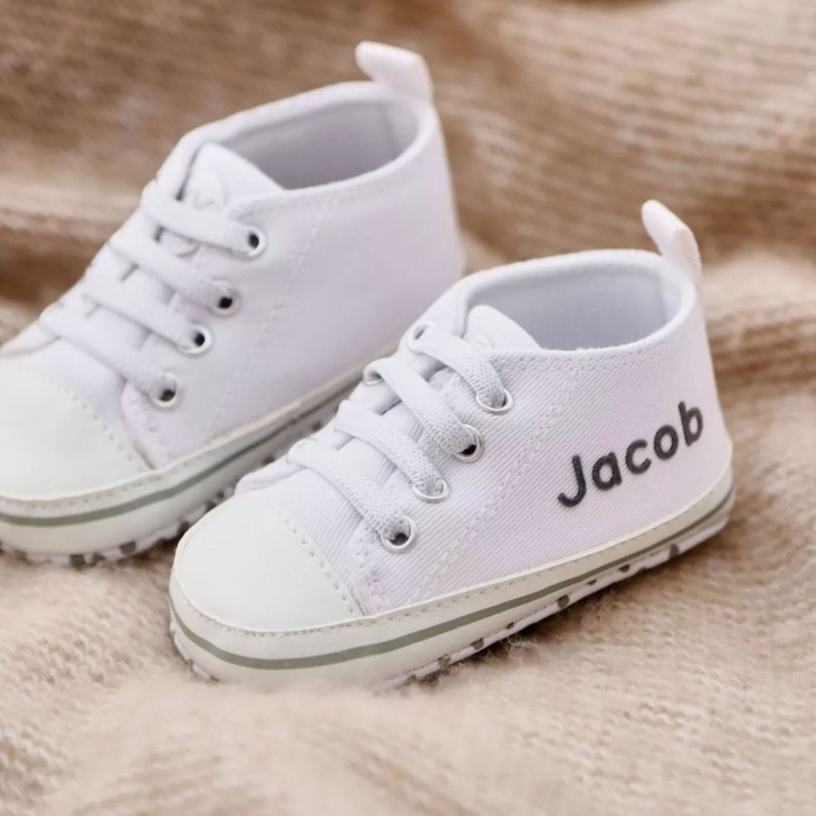 Baby (0-24 Mos) My 1st Years Baby Shoes | Personalised White High Tops Trainers