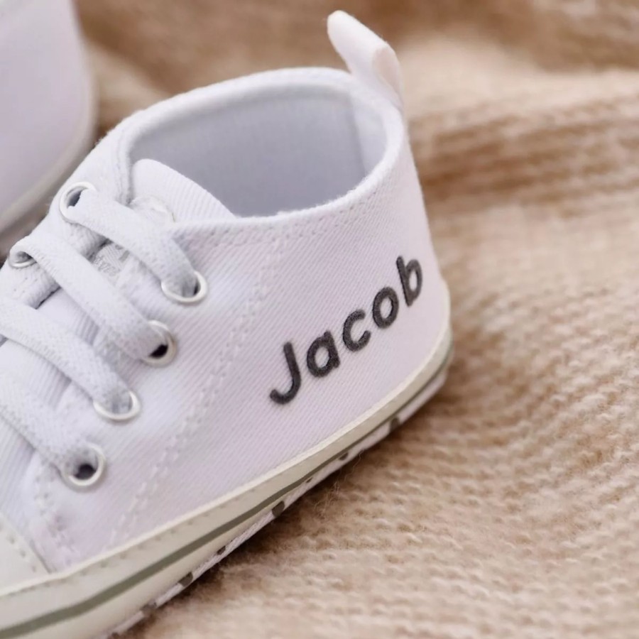 Baby (0-24 Mos) My 1st Years Baby Shoes | Personalised White High Tops Trainers