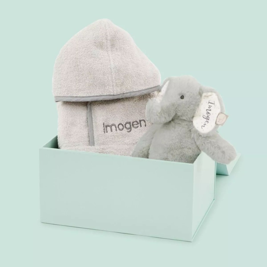 Gifts My 1st Years Clothing Gift Sets | Personalised Grey Towelling Robe & Soft Toy Set