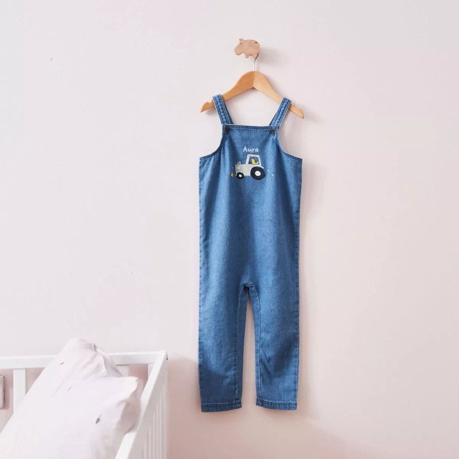 Kids (2-7Yrs) My 1st Years Kids Outfits | Personalised Farmyard Design Denim Dungarees