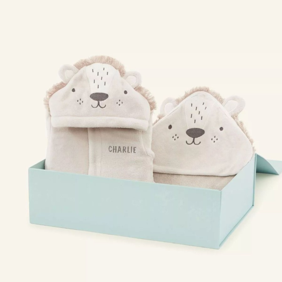 Gifts My 1st Years Clothing Gift Sets | Personalised Cream Lion Splash And Snuggle Gift Set