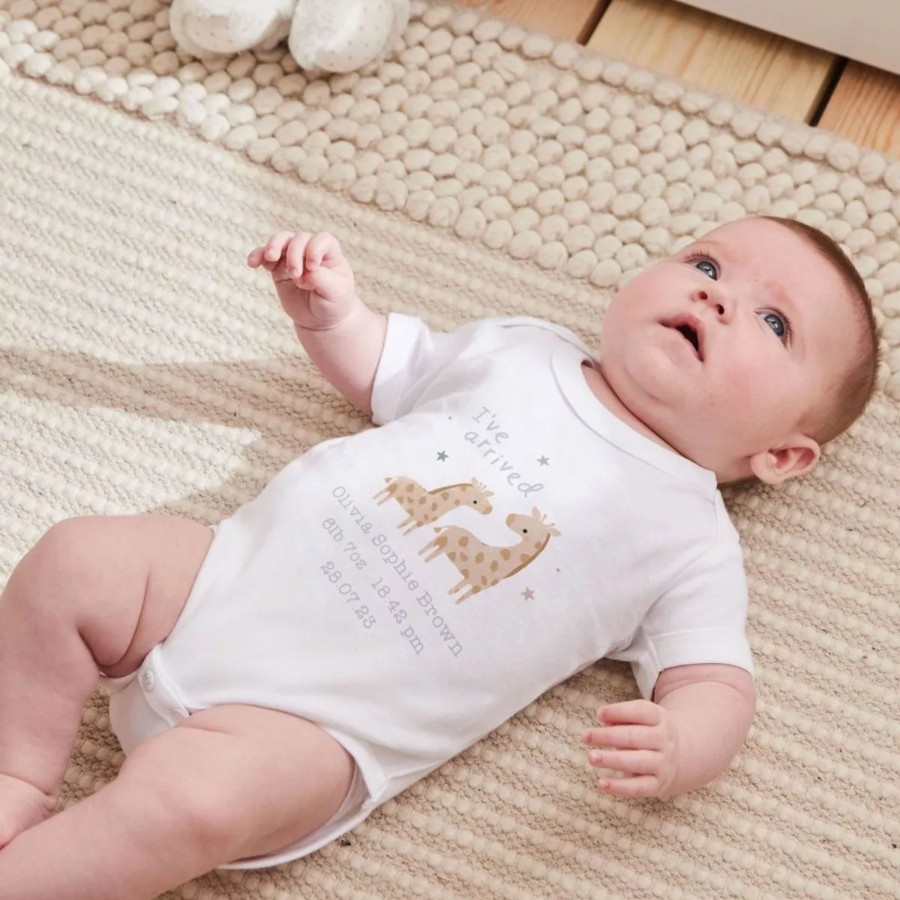 Baby (0-24 Mos) My 1st Years All Baby Clothing | Personalised New Arrival Giraffe Bodysuit